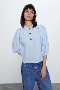 2020 new Spring Summer cotton European Jewelry Button streetwear female Shirt zaraing vadiming sheining Women Shirt HJH2792